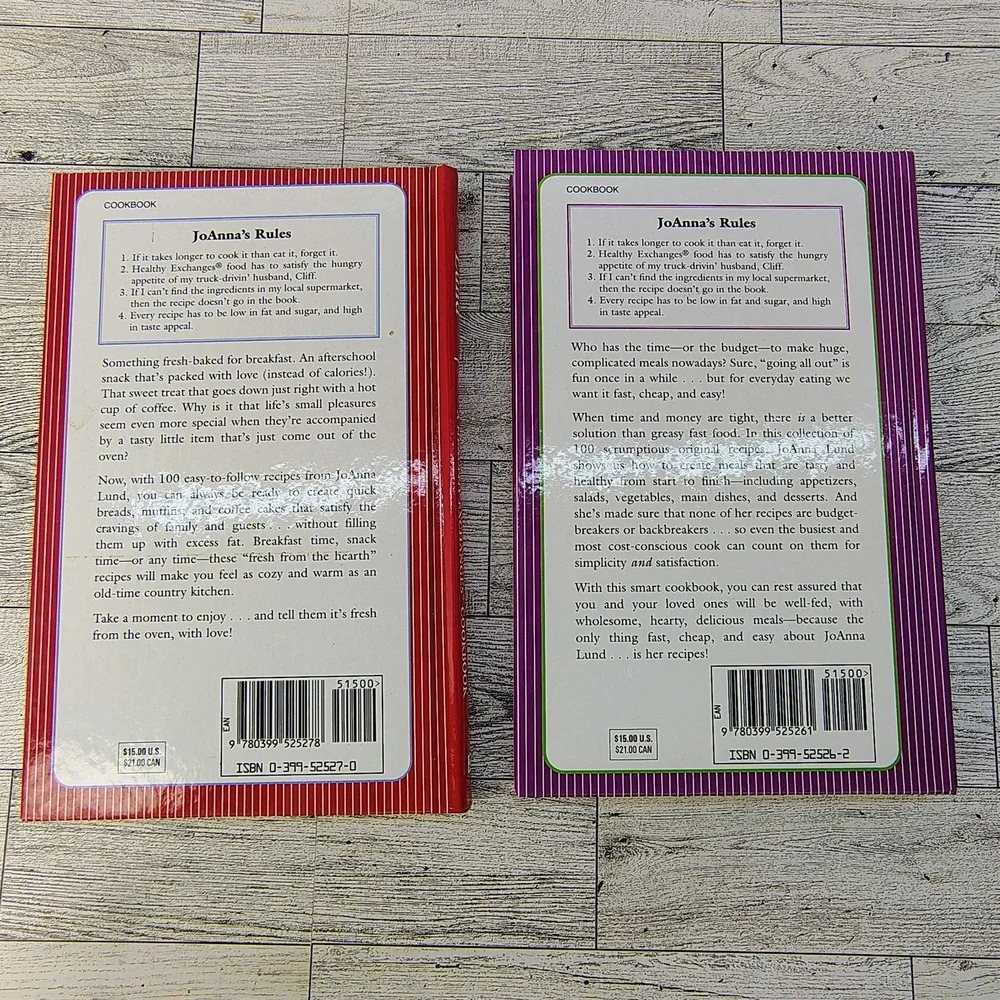 JoAnna Lund Healthy Exchange Cookbook Lot of 2 Fresh From Hearth Fast Cheap Easy